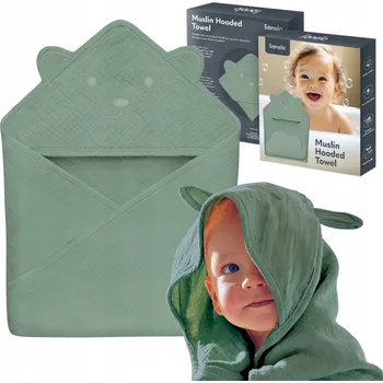 Prostěradlo Přikrývka s kapucí Lionelo 80 x 80 cm LO-MUSLIN HOODED TOWEL GREEN FOREST
