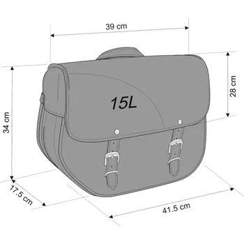 Zavazadlo na motocykl Kožená sedlová brašna CUSTOMACCES SANT LOUIS APS012N černý left, with metal base left side and left fitting kit YAMAHA XVS 1300 Midnight Star 2007-2016