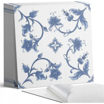 Obraz Sada nástěnných vinylových dlaždic Květinový vzor na pozadí 20 ks 20x20 cm