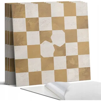 Dlažba Sada vinylových dlaždic Abstraktní šachovnicový vzor 4 ks 50x50 cm