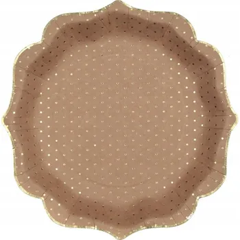 Talíř PAPÍROVÉ TALÍŘKY ZLATÉ TEČKY KRAFT 21 CM 10 KS NAROZENINY