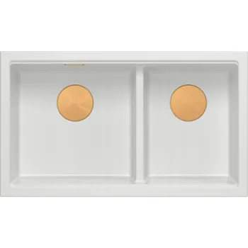 Granitový dřez Dvoukomorový granitový dřez Quadron Logan 120, bílý