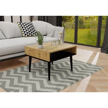 Konferenční stolek Konferenční stolek Malecki Meble obdélníkový 55 x 50 x 45 cm černý, dub wotan