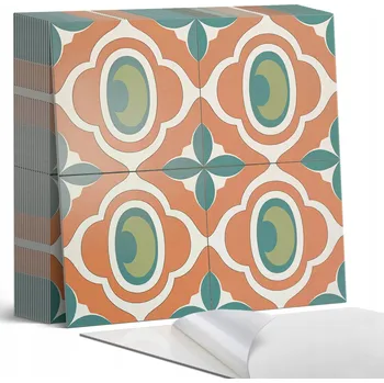 Dlažba Vinylové obkladové dlaždice na zeď, mozaikový vzor s rostlinným motivem, 20 ks, 20x20 cm