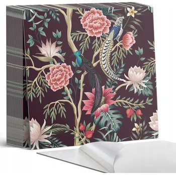 Dlažba Balíček samolepících dlaždic Květinový vzor s ptáky 20 ks 20x20 cm