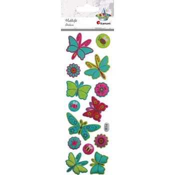 samolepka Samolepky MOTÝLI Květiny Včely Růžové VYPUKLÉ 14ks TITANUM 337453