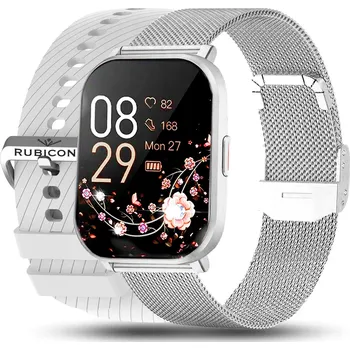 Hodinky Dámské sportovní digitální hodinky Rubicon stříbrné s Bluetooth