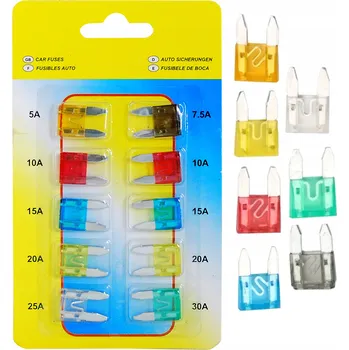 Autopojistky Sada mini plochých pojistek do auta, 10 kusů. #LXBC2T