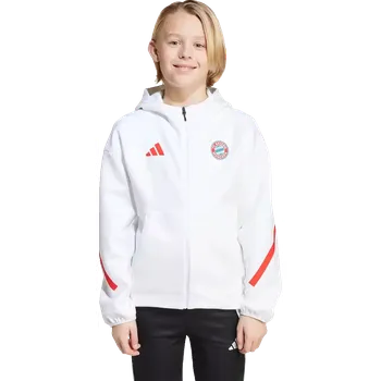 Dětská bunda s kapucí Adidas FC Bayern 25/26 Anthem bílá