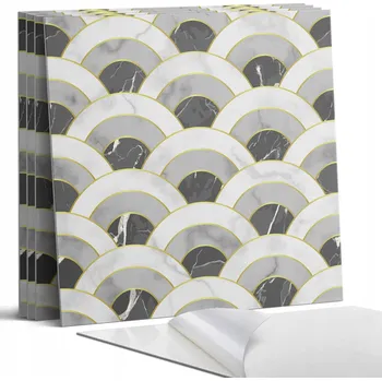 Dlažba Vinylové dlaždice s motivem do kuchyně, vzor vlnitých oblouků, 4 ks, 50x50 cm