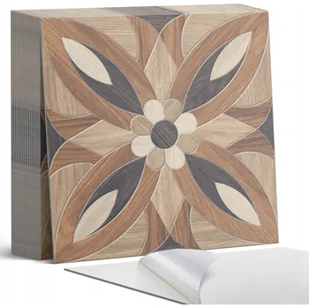 Dlažba Nástěnné PVC dlaždice Samolepící Květinový vzor ze dřeva 20 ks 20x20 cm