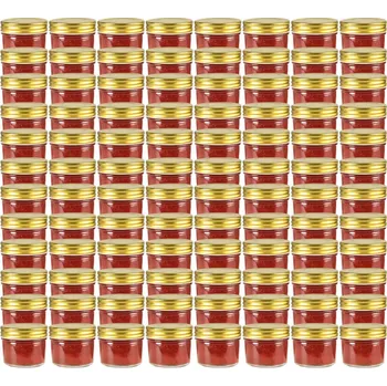 Dóza na potraviny vidaXL Zavařovací sklenice se mi víčky 96 ks 110 ml [50794] Barva: zlatá