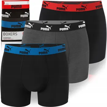 Boxerky Puma Pánské boxerky Black/Anthra Bavlna 3 kusy Velikost S
