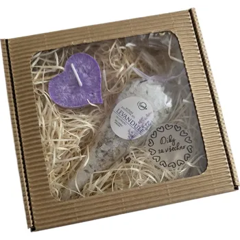 Svíčka Supeko Dárkový balíček Plovoucí svíčka a sůl levandule 100 g