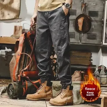 Pánské kalhoty Pánské cargo kalhoty – volný střih s fleecovou podšívkou Barva: Tmavě Šedá, Velikost: 4XL