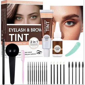 Barva na řasy a obočí Kompletní Sada Henny na Obočí a Řasy pro Dlouhotrvající Barvení