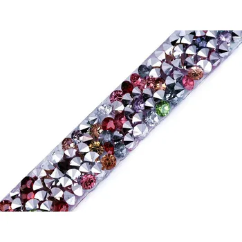 Stuha Prýmek s kamínky šíře 12 mm nažehlovací Varianta: 4 multikolor, Balení: 9 m