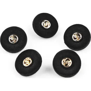 Knoflík Sametový knoflík velikost 28", 36" Varianta: 1 (28") černá zlatá, Balení: 5 ks