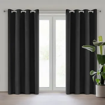 Závěs Černý zatemňovací závěs na kroužcích NERISA 140x250 cm