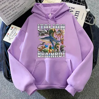 Pánská móda Dospělá mikina Italian Brainrot XS-XXXL S Fialová