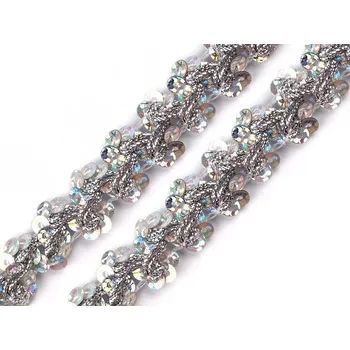 Stuha Flitrový prýmek šíře 15 mm hologram Varianta: 1 stříbrná, Balení: 1 m