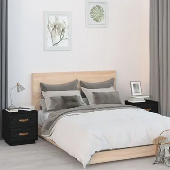 Noční stolek Nábytek XL Noční stolky 2 ks černé 40 x 34 x 45 cm masivní borové dřevo 818334