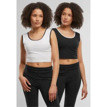 Ladies Contrast Cropped Top - black/white+white/black S