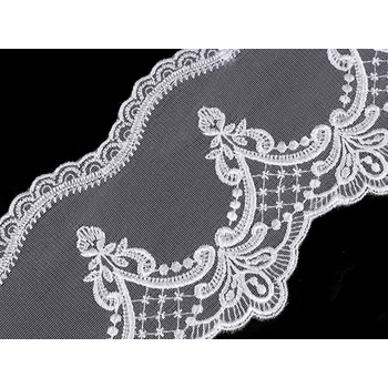 Stuha Vyšívaný prýmek na monofilu šíře 12,5 cm Varianta: bílá, Balení: 1 m