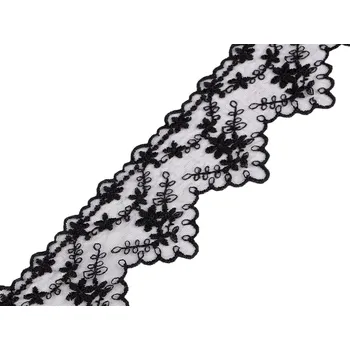 Stuha Vyšívaná krajka na monofilu šíře 65 mm Varianta: 2 černá, Balení: 13.5 m