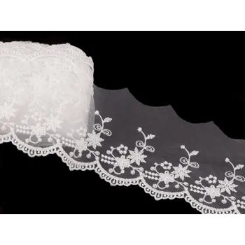 Stuha Vyšívaná krajka na monofilu šíře 70 mm Varianta: 1 Off White, Balení: 13.5 m