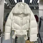 péřová bunda s dlouhým rukávem – s knoflíky Barva: Béžová, Velikost: ONE SIZE