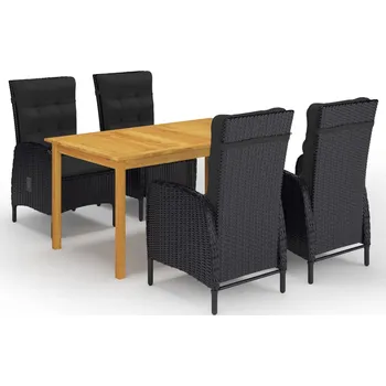 Zahradní sestava Nábytek XL 5dílný zahradní jídelní set černý 3067774