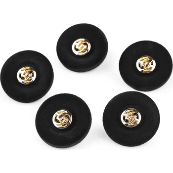 Knoflík Sametový knoflík velikost 28", 36" Varianta: 2 (36") černá zlatá, Balení: 5 ks