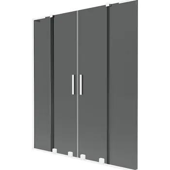 Vanová zástěna Mexen Velar L Duo vanová zástěna 2-křídlová posuvná 150 x 150 cm, grafitová, bílá - 896-150-003-42-20 Vanové zástěny