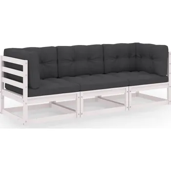 Zahradní pohovka Nabytek XL 3místná zahradní pohovka s poduškami masivní borovice 3076370