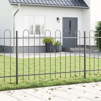 Plot vidaXL Zahradní plot s obloukovým vrcholem, šedý, 10,2x0,8 m, ocel