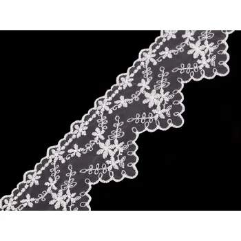 Stuha Vyšívaná krajka na monofilu šíře 65 mm Varianta: 1 bílá, Balení: 13.5 m