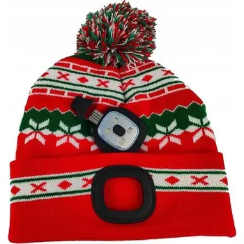 Čepice ZIMNÍ ČEPICE S ČELOVOU SVÍTILNOU BEZPEČNÁ 4xLED