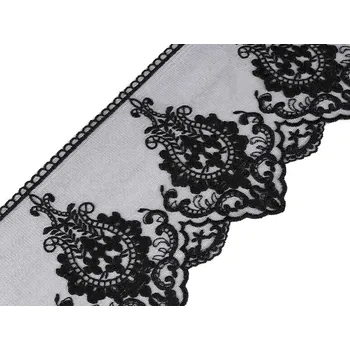 Stuha Vyšívaný prýmek na monofilu šíře 15 cm Varianta: Černá, Balení: 1 m