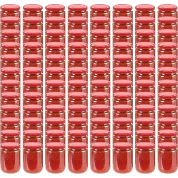 Sklenice vidaXL Zavařovací sklenice s červenými víčky 96 ks 230 ml