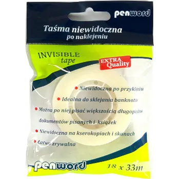 Lepicí páska Kancelářská lepicí páska Penword Invisible 18 mm x 33 m