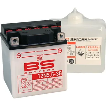 Motobaterie BS BATERIE 12N5.5A-3B 12V 5.5AH 103X90X114 SERVISNÍ - ODDĚLENÝ ELEKTROLYT (55A) (6) EU2019/1148