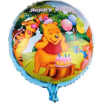Balónek Fóliový balónek medvídek Pú (Medvídek Pú), narozeninový, kulatý 45 cm (18")