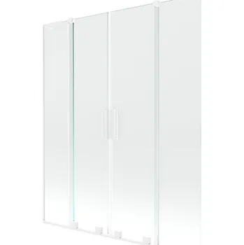 Vanová zástěna Mexen Velar L Duo vanová zástěna 2-křídlá posuvná 150 x 150 cm, transparentní, bílá - 896-150-003-02-20 Vanové zástěny