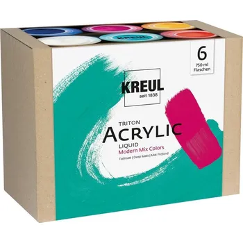 Výtvarná barva Sada akrylových barev Triton, mix moderních barev, 6 x 750ml, KREUL