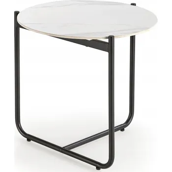 Konferenční stolek Konferenční stolek kulatý ACUNA S Halmar ø50, barva Bílý mramor + černý rám