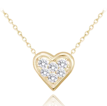 Náhrdelník Pozlacený stříbrný náhrdelník pro maminku - srdíčko s čirými zirkony