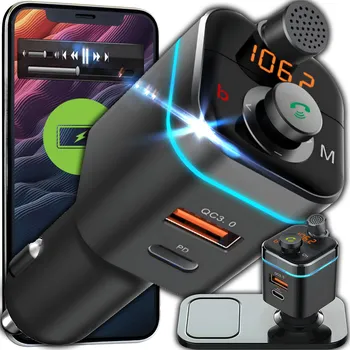 Auto Hi-Fi BLUETOOTH FM TRANSMITTER AUDIO MP3 RYCHLÁ NABÍJEČKA USB SD LCD QC3.0 RGB