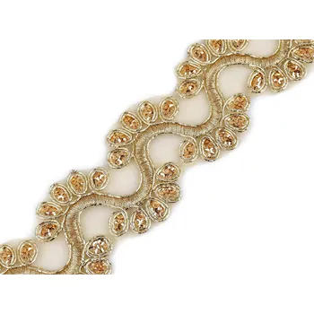 Stuha Prýmek na monofilu s flitry šíře 45 mm Varianta: 3 zlatá, Balení: 9 m