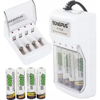 Nabíječka baterií AA AAA + 4 ks dobíjecích baterií